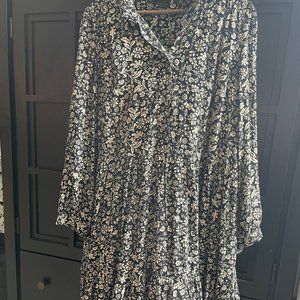 JCrew Drop Waist Mini in Black and White Floral